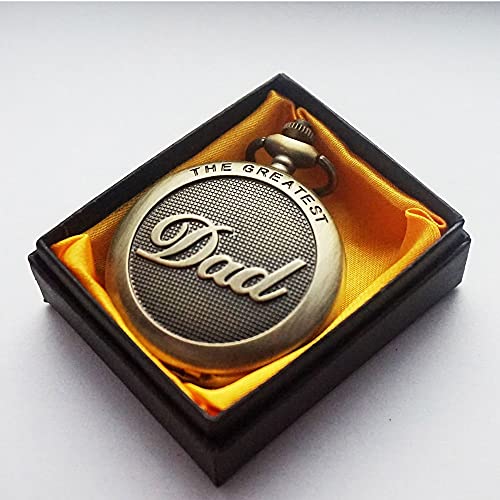 Image of AUGEN Pocket Watch Metal Keychain Dad Design Retro Vintage for Gifting With Key Ring Anti-Rust (Pack Of 1)