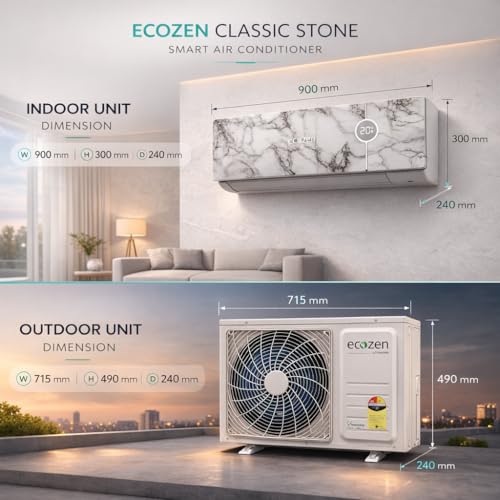 Image of Ecozen Smart Air Conditioner - 1.5 Ton Inverter AC with Intelligent Cooling and Smartphone App Control (Classic Stone) - IDU-WSAC18310XE52VMA, ODU-WSAC18310XE52VMA