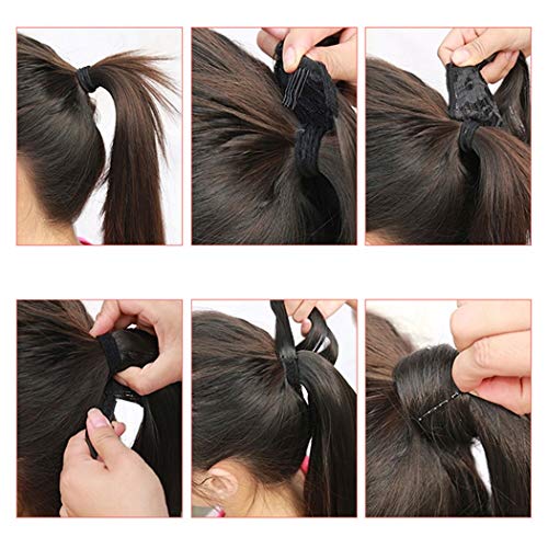 Extensions cheveux humains à clip marron pour queue-de-cheval et soirée - 7