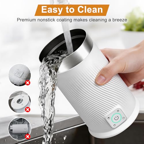 Image of Wowteam Milk Frother, 4-in-1 Electric Milk Steamer, Warm and Cold Milk Warmer and Foam Maker for Coffee, Latte, Cappuccinos, Macchiato, 8.2oz /240ml, Stainless Steel, White