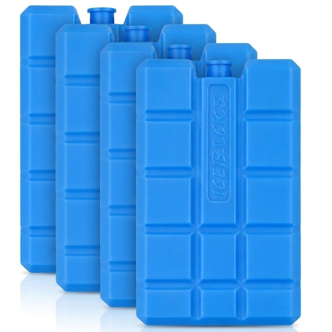 Reusable Ice Packs Long Lasting Cooling Blocks for Cool Bags & Lunch Boxes Leak Resistant Freezer Packs Travel Picnic Camping Food Storage Cooler Accessories (4 Pack)