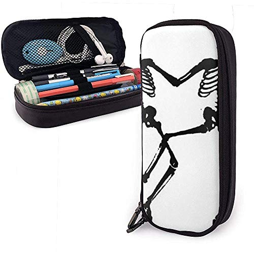 Preisvergleich Produktbild Skelette menschlichen Tanz lustige Halloween Leder Federmäppchen, Bleistift Tasche Stifthalter stationären Fall