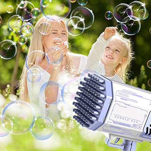Bubble Machine Gun 69 Holes, Rocket Bubble Gun With Lights For Kids Adults, Bubble Blaster Bubble Blower Machine For Outdoor Indoor Wedding Birthday Party, Purple #TOP1
