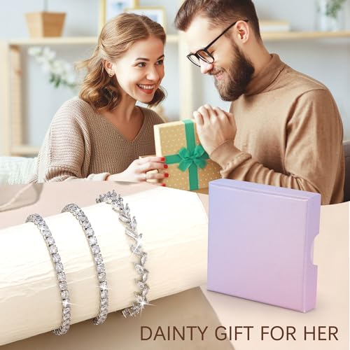 YADOCA Tennis Bracelets For Women - Silver Plated Bracelet Stack Cubic Zirconia CZ Diamond Adjustable Stackable Bracelets Set For Prom Wedding Jewelry Gift 3Pcs4