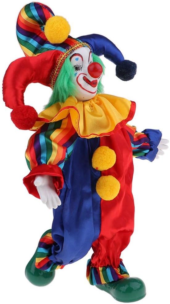 Prettyia 38cm Lovely Smiling Porcelain Clown Doll for Kids Birthday Gifts Halloween Christmas Table Decoration #1