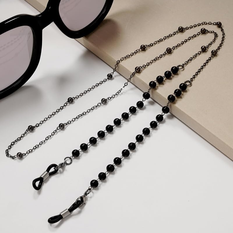 Perle à la main ronde perle chaîne lunettes argent clip perles - 3