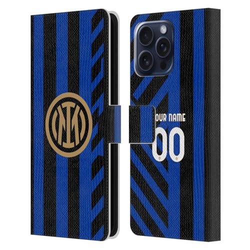 Coque iPhone 16 Pro Max Inter Milan portefeuille en cuir pour éviter rayures et chocs