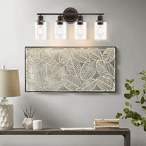 Image of 4-Light Oil Rubbed Bronze Bathroom Lighting Fixtures Over Mirror 4-Light Bathroom Vanity Light Oil Rubbed Bronze Vanity Wall Sconce Over Sink