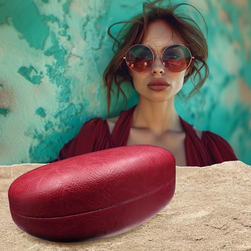 Image of MyEyeglassCase Large Hard Sunglasses Case | fits Large curved Sunglasses, with microfiber bag and cleaning cloth