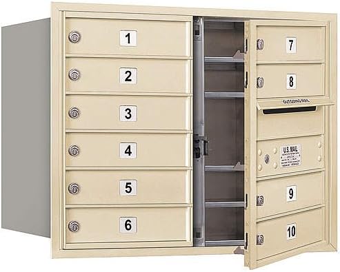 Salsbury Industries 3706D-10SFP 4C Horizontal Mailbox, Sandstone