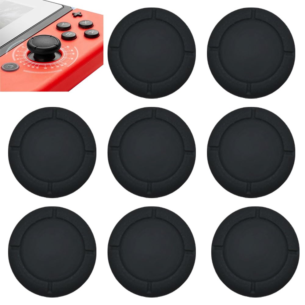 YJRUNFU switch スティックカバー switch ボタンカバー 8個入り アナログレバジョイコン カバー 修理 交換 黒