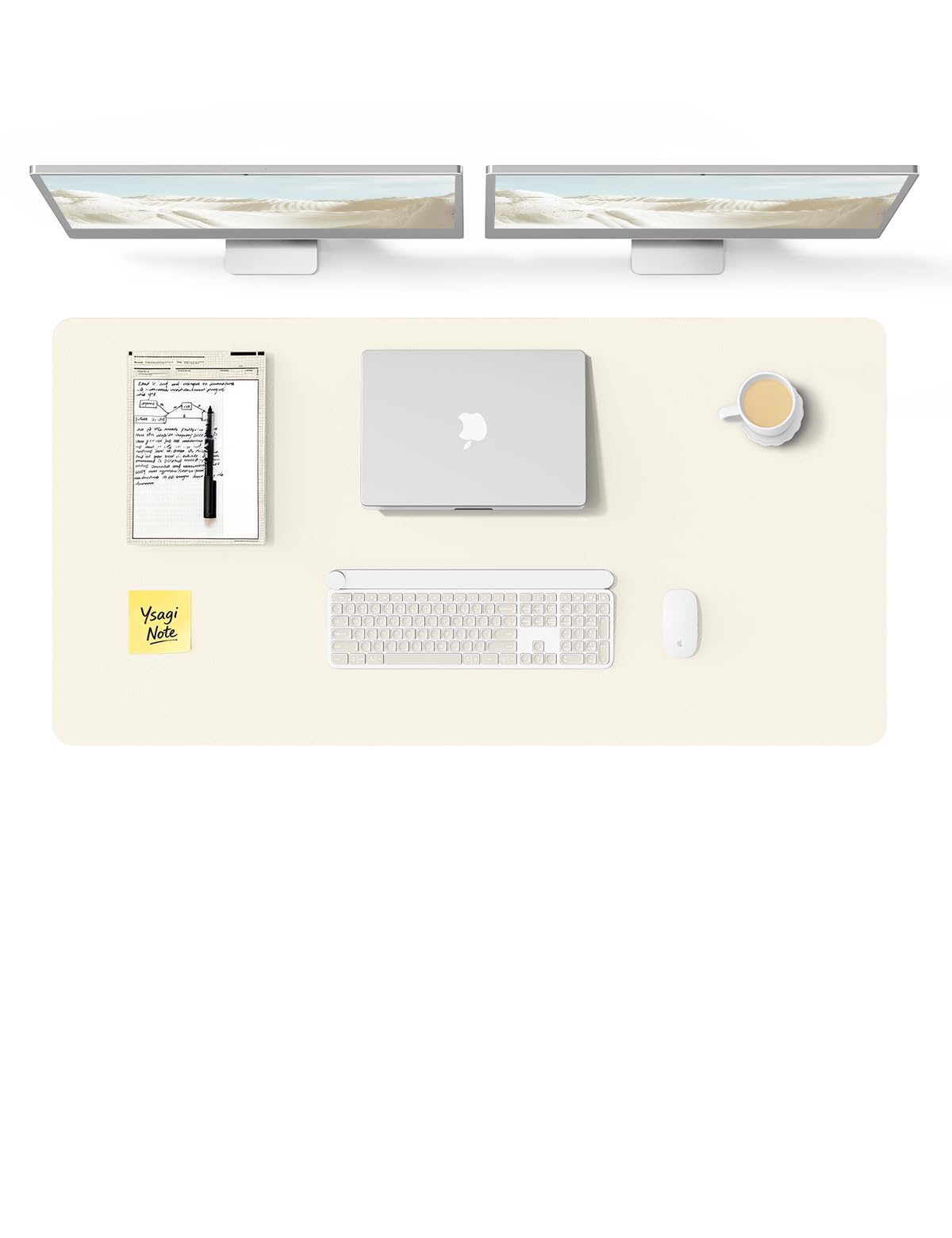 YSAGi Leather Desk Protector, Office Mat, Large Mouse Mat, Non-Slip PU Leather Blotter, Laptop Desk Pad, Waterproof Writing Pad for Office and Home (Cream, 47.2" x 23.6")