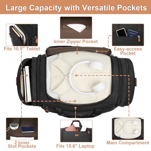 Image of TIBES Duffle Bags for Travel Expandable 50L Canvas Weekender Bag, Overnight Bag Travel Duffel Bag for Men Women Carry On for Travel Weekend Overnight Gym, Durable & Water-Resistant