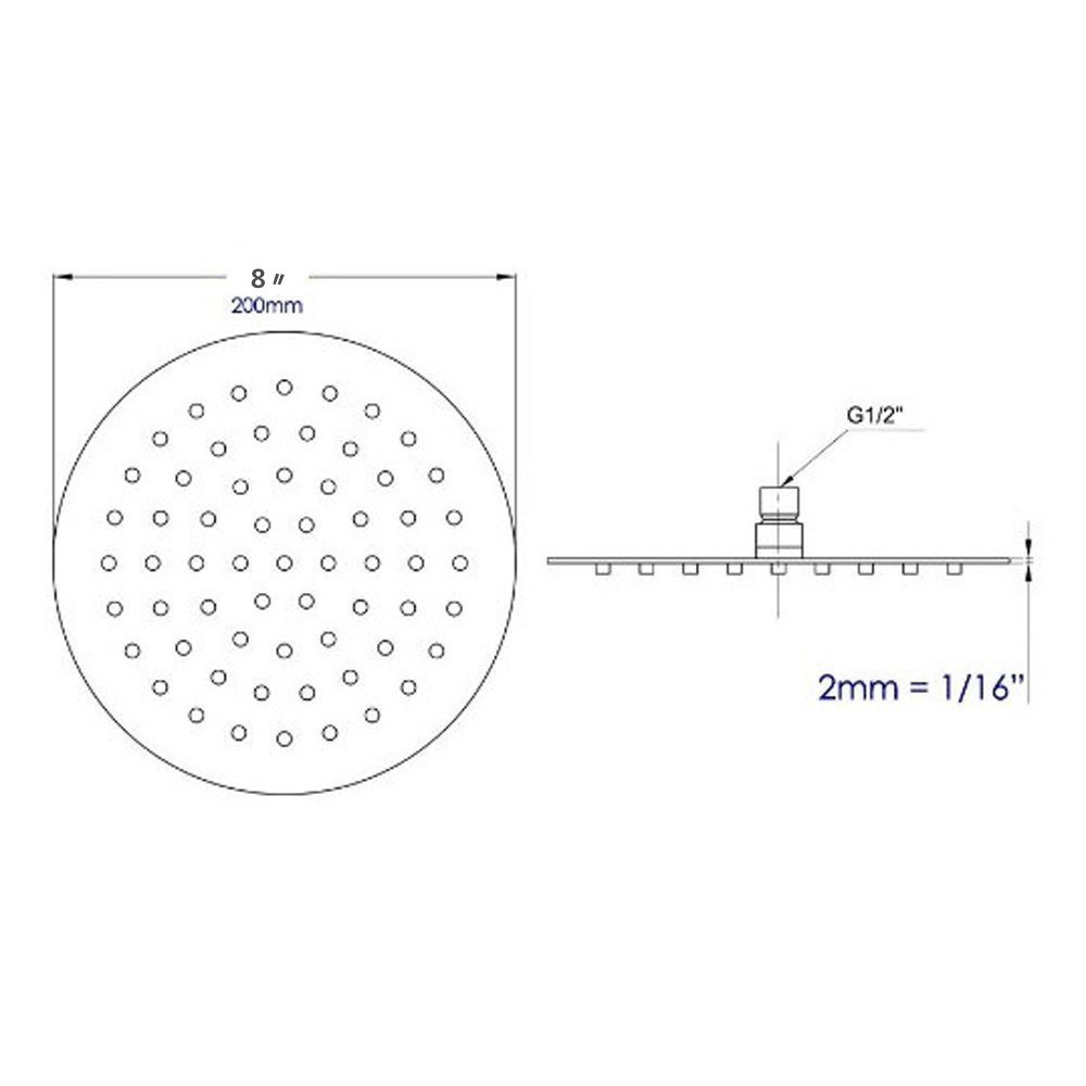 Alcachofa de ducha redonda de acero inoxidable de 20,3 cm con soporte en la pared de IceMoon, brazo de ducha, manguera doble de acero inoxidable de 1,75 m, cinta de teflón incluida, acabado cromado