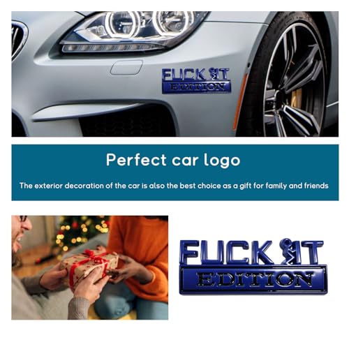 Image of Dickno Fuck It Edition Emblem for Car, Auto Fender Bumper Decoration Stickers, Vehicle 3D Side Fender Rear Trunk Decal Badge, Universal Exterior Accessories for Car (Blue & Black)