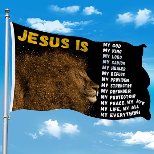 Jesus Is My God My King My Everything Religion Christ Flags For Outside Yard 3x5 Ft Double Sided Printed 100d Polyester Lightweight Garden Welcome Outdoor Banner Brass Grommets