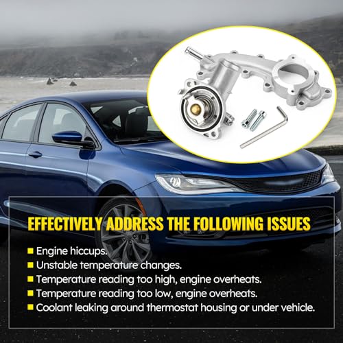 Upgrade Aluminium Thermostat Housing Assembly and Engine Coolant Crossover Water Outlet Pipe for Chrysler 200 Jeep Cherokee Dodge Avenger Journey Ram 1500 - Replaces 5184653AF 902-3102HP 902-3036 - Thumbnail 6