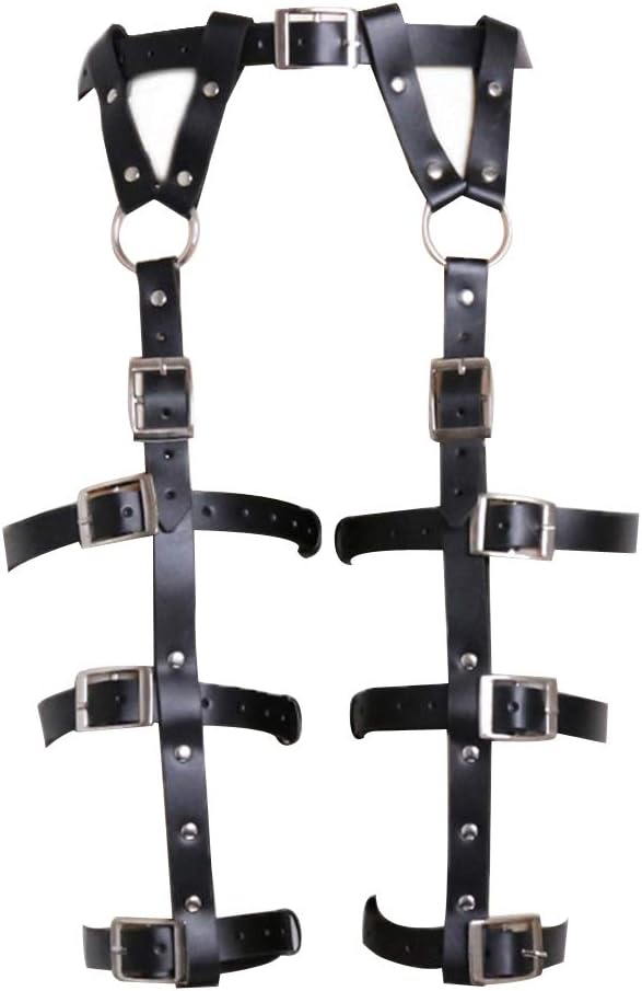 Women Sexy Punk Leather Harness Garter Belt Adjustable Waist Leg Cincher Cage Belt - Free Size