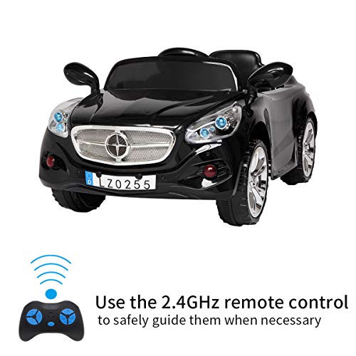 Kids Car,12V Toddler Ride On Car with 2.4G Remote Control,Electric Stroller with MP3 Player,3 Speed Modes,Led Headlights,Horn (Black)