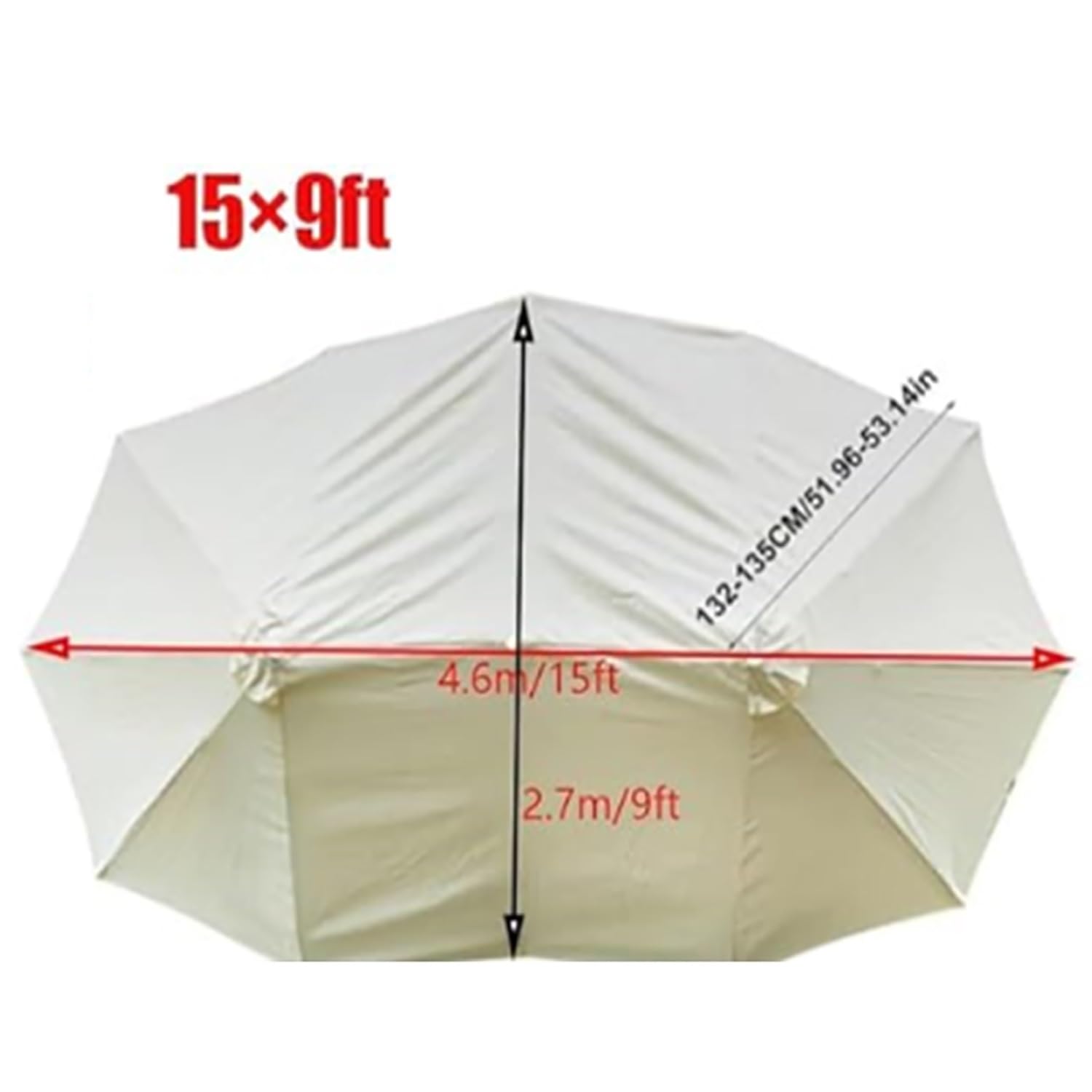 460×270cm Toile De Rechange per Parasol Double, 12 Baleines Durable Grande Housse De Parapluie pour Patio Marché Cour, Protection UV(Dark Grey)