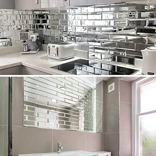 Diflart Reflection Mirror Subway Backsplash Tiles Peel And Stick 3 X10 Inch For Kitchen Bathroom Wall Pakc Of 24 Pieces #TOP3