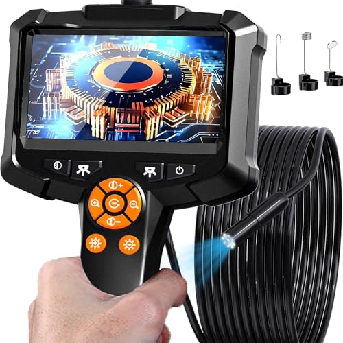 Endoscope Camera with Light, 1080P HD Borescope with 8 Adjustable Lights, 4.3" Endoscope with 16.4ft Semi-Rigid Snake Camera, IP67 Waterproof Borescopese for Sewer, Cool Gadgets & Tools for Men