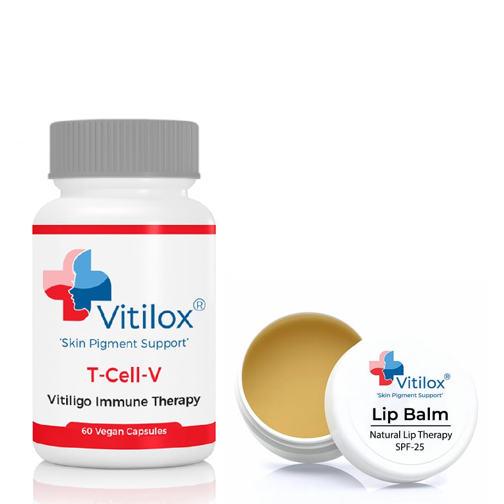 Vitiligo Vitilox® Lip Balm and T-Cell-V Immune Therapy Capsules