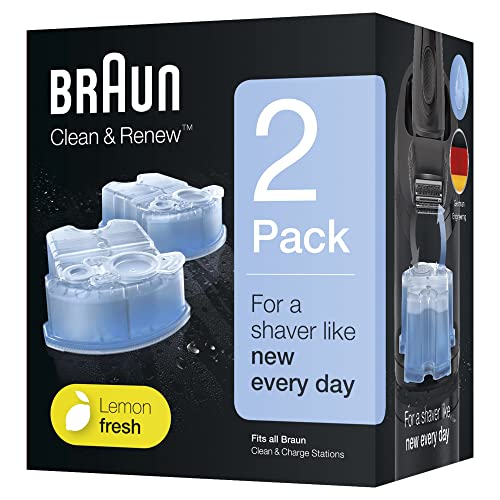 Braun Clean&Charge Rasoir Électrique Barbe Cartouches de Recharge, Compatibles avec Toutes les Stations Braun SmartCare et Clean&Charge CCR2 2 Paquets