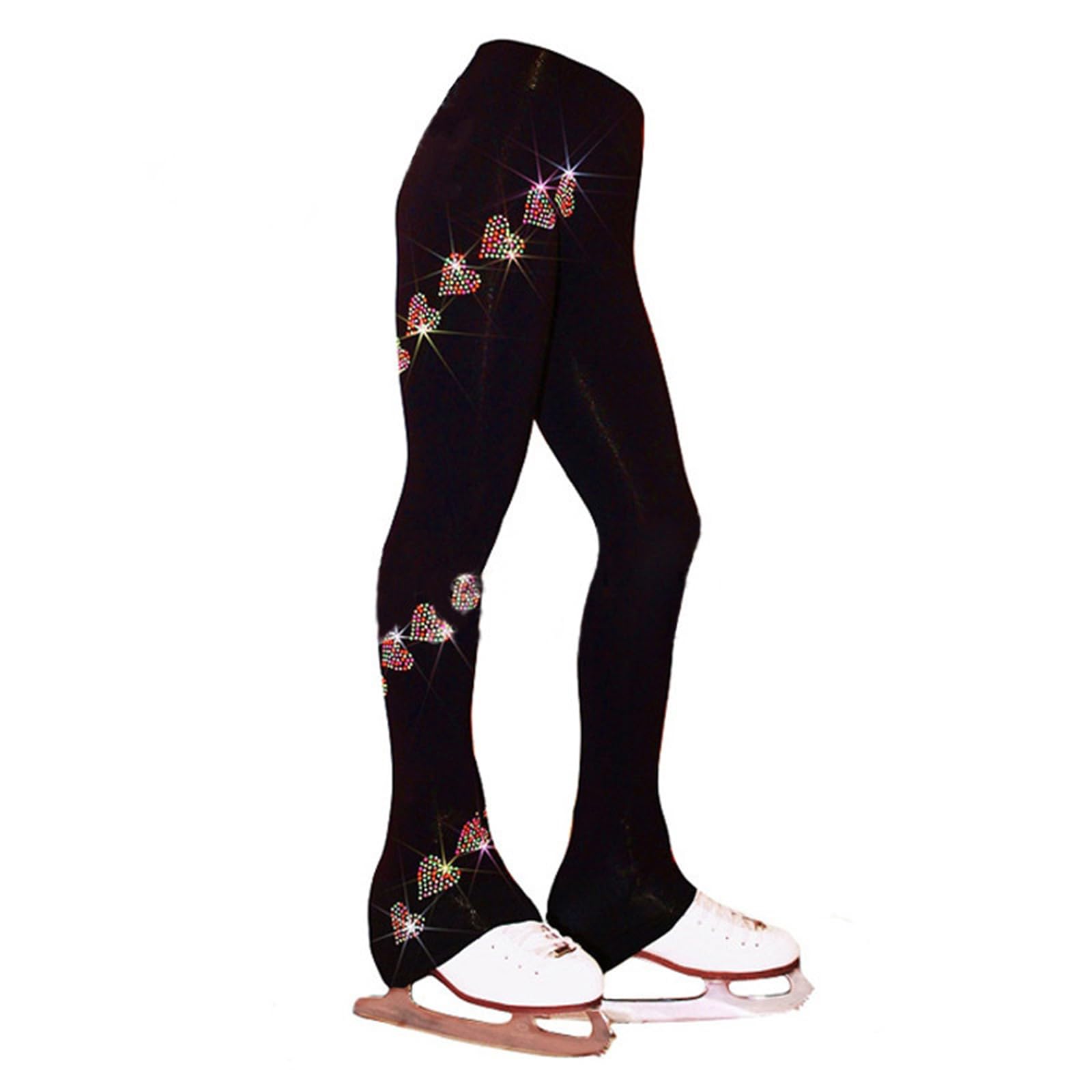 Strass Leggings Sportivi,Leggings Pattinaggio sul Ghiaccio,Pantaloni Pattinaggio su Ghiaccio Bambina,Anello della Fibbia in Basso,Adatto per Competizione