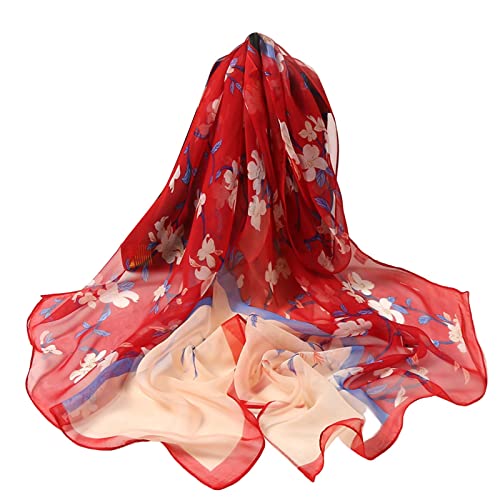 Genérico Pañuelos Cuello Seda Mujer, Bufandas para Mujer Estampado Ligero Estampado Floral Bufanda Chal Bufandas De Moda Chales Y Chales Protectores Solares para Primavera