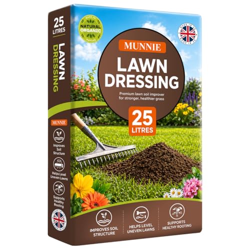 Munnie 25L Lawn Dressing for Grass Seeding Premium Top Dressing Soil with Sandy Loam Blend Lawn Compost Topsoil for Seed Growth Turf Repair Levelling Mix & Root Support