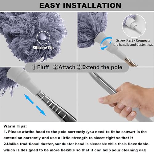 Image of Signamio Cleaning Essentials: Microfiber Fan Cleaner & Wall Cleaning Mop with Long Handle, Expandable Dusting Stick, Extends Up to 100 Inches, Washable for Efficient Dust Removal