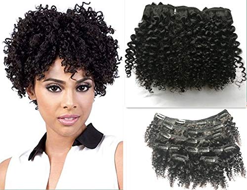 Full Head Afro Kinky Curly Clip In Hair Extensions African American 4B 4C 8pcs 120g (8")