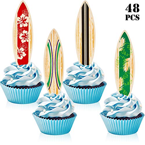 48 Pieces Surfboard Cupcake Toppers Surfboard Beach Cake Decorations Surfboard Mini Accents