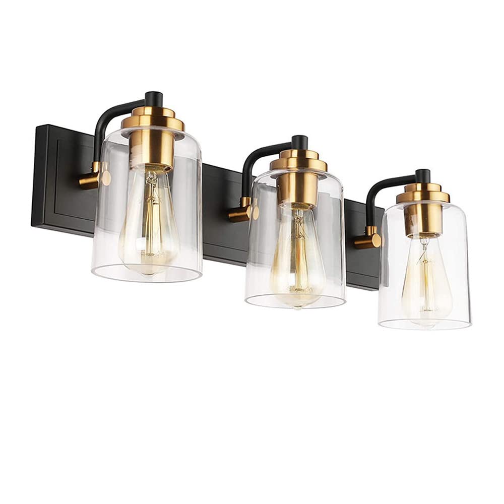 Jadssox Lampe de Miroir de courtoisie Industrielle rétro luminaire de Salle de Bain avec Abat-Jour en Verre Transparent, luminaire Mural de Ferme de vanité Vintage, Lampes de Miroir de Coiffeuse