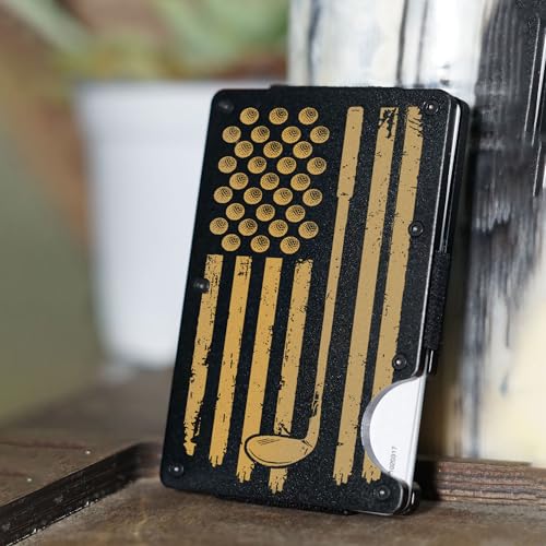 Custom Aluminum Card Holder for Men, Golf Gifts for Men - Birthday Gifts for Golfers - Golfing Lovers, Minimalist Metal Wallet with Money Clip, Metal Wallet, Veteran Gifts3