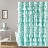 Lush Decor Kemmy Shower Curtain, 72' x 72', Aqua