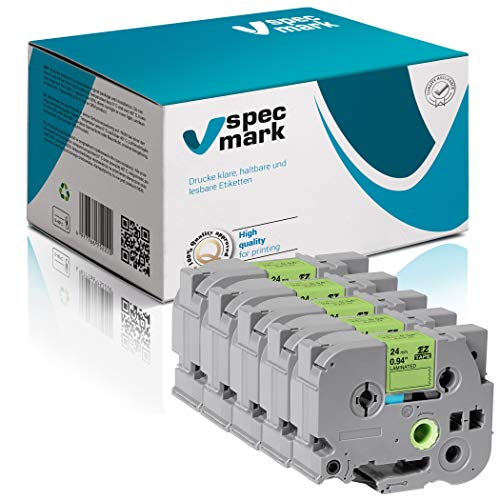 Ruban TZe-D51 24mm compatible Brother TZ-D51 cassette étiquette noir vert fluorescent