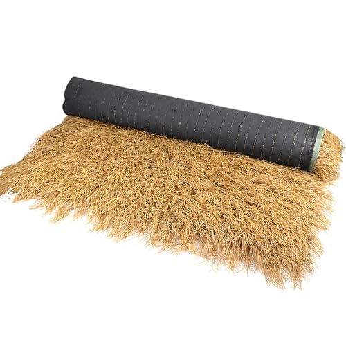 Techo de paja artificial Rollos de paja de simulación de alfombra teja de paja sintética ignífuga paja de palma sintética hierba ciega para bar cubiertas sombrillas valla decoración