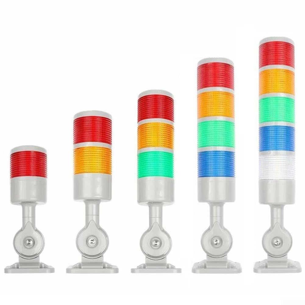 Tour de signalisation LED 12 V, lumière d'avertissement de signal de machine industrielle, 1 à 5 couches rouge, vert, jaune, lampe indicateur Andon avec base rotative (4 niveaux avec buzzer)