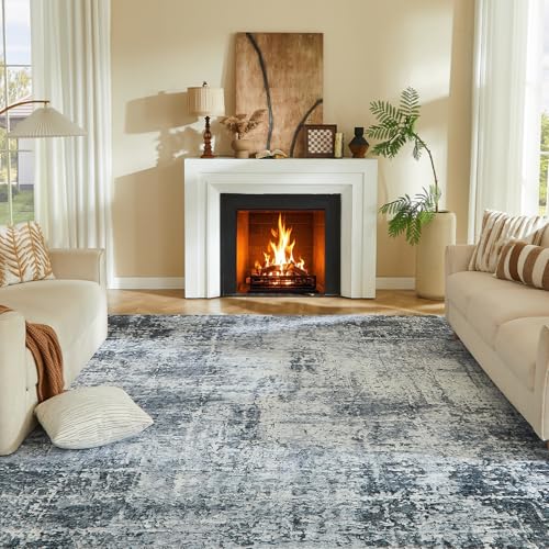 Modern Abstract Grey White Rug