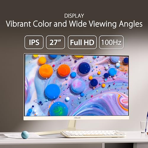 VU279CFE-B Monitor Eye Care da 27” pollici, FHD (1920 x 1080), IPS, 100 Hz, 1 ms, Adaptative-Sync, USB Type-C 15W, Ecosostenibile, DisplayWidget Center, Eye Care Plus, Bianco Latte - Monitor - Immagine 2