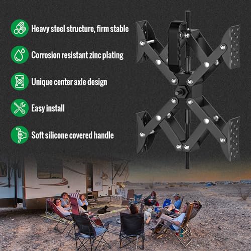Image of AUH X-Shaped RV Stabilizer Wheel Chock (Allows Drilling for Adjustment) Travel Trailer Stabilizers, Anti-Motion Tire RV Accessories for Tandem Axle RV Trailer Camping - 2 Pack (Black)