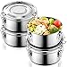 Skybooly 4 Pcs Small Stainless Steel Bento Box Bulk 13 oz Reusable 304 Stainless Steel Food Storage Containers with Lockable Clips to Leak Proof, Dishwasher Safe