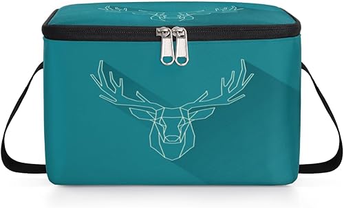 Miniatura 8 de QsirBC Deer Lines - Bolsa de almuerzo aislada de origami para mujer, reutilizable, bolsa cuadrada de comida para adultos y hombres, lonchera más