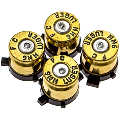 Controller Bullet Buttons for PlayStation PS4 PS5 - Made with Real 9MM Spent Bullet Casings - Includes Tools Cover