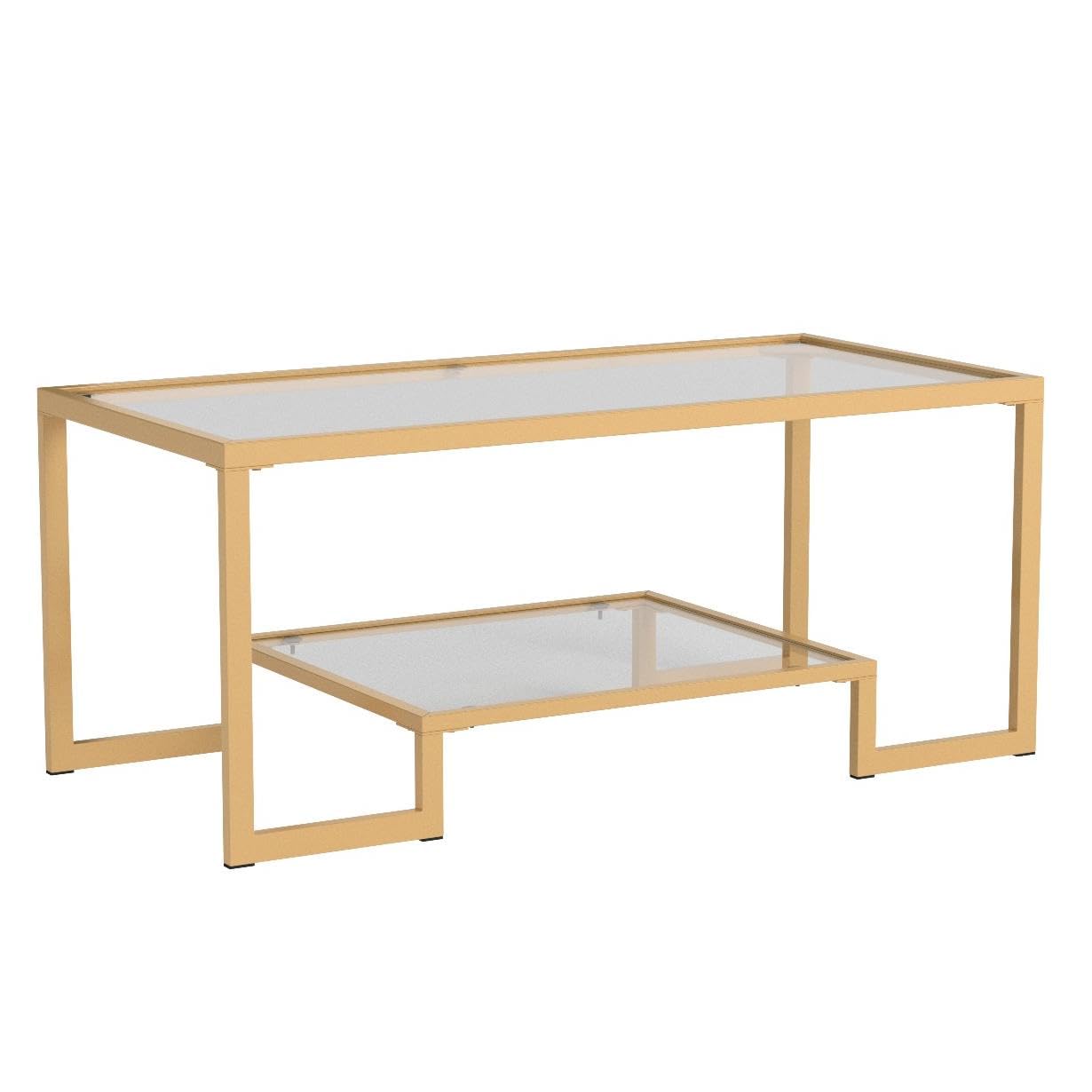 RAAMZO Gold Metal Glass Accent Coffee Cocktail Table