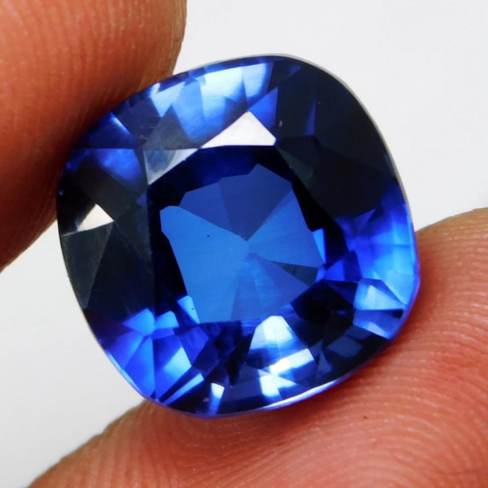 Image of 11.30 Carat Natural Blue Sapphire Radiant Cut Loose Gemstone Certified Faceted Ceylon Sapphire Stone for Rings Pendants Jewelry Making