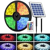 UT 32.8FT Solar Outdoor LED Strip Light, Solar Garden RGB Strip Light Decoration, IP66 Waterproof Decorative Rope Lights with Remote Control for Yard Trees Garden (10M A Sets with Adhesive, 2nd Gen)