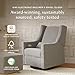 Babyletto Kiwi Glider Recliner Nursery Chair w/ USB Ports - GREENGUARD Gold Certified - Water & Stain Resistant Glider Rocking Chair - Electronic, 270° Swivel, Performance Grey Eco-Weave